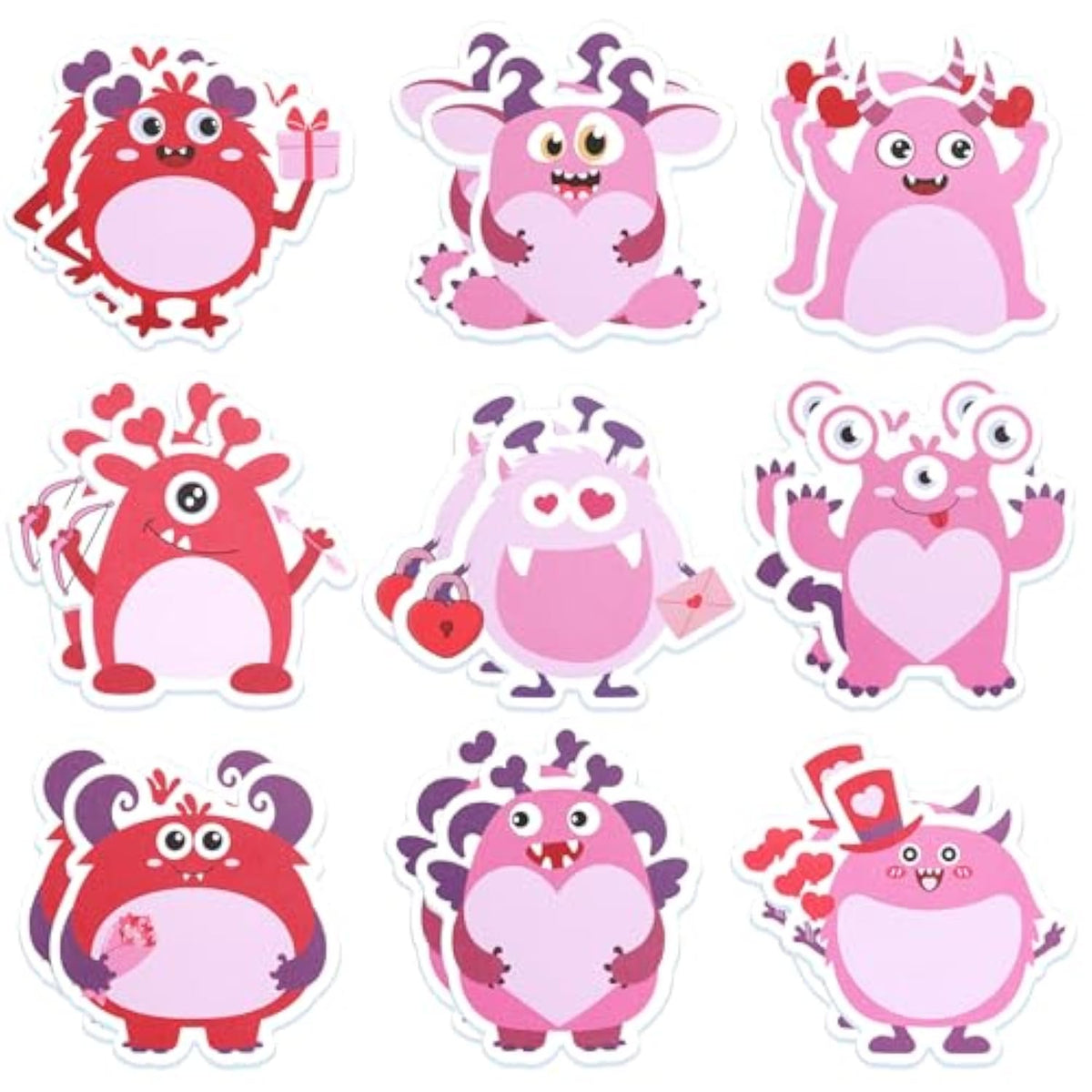 36 Pack Sticky Notes 720 Sheets Monster Heart Sticky Notepad Cute Funny Self-Stick Page Markers Writing Memo Pads For Office School Supplies Party Favors