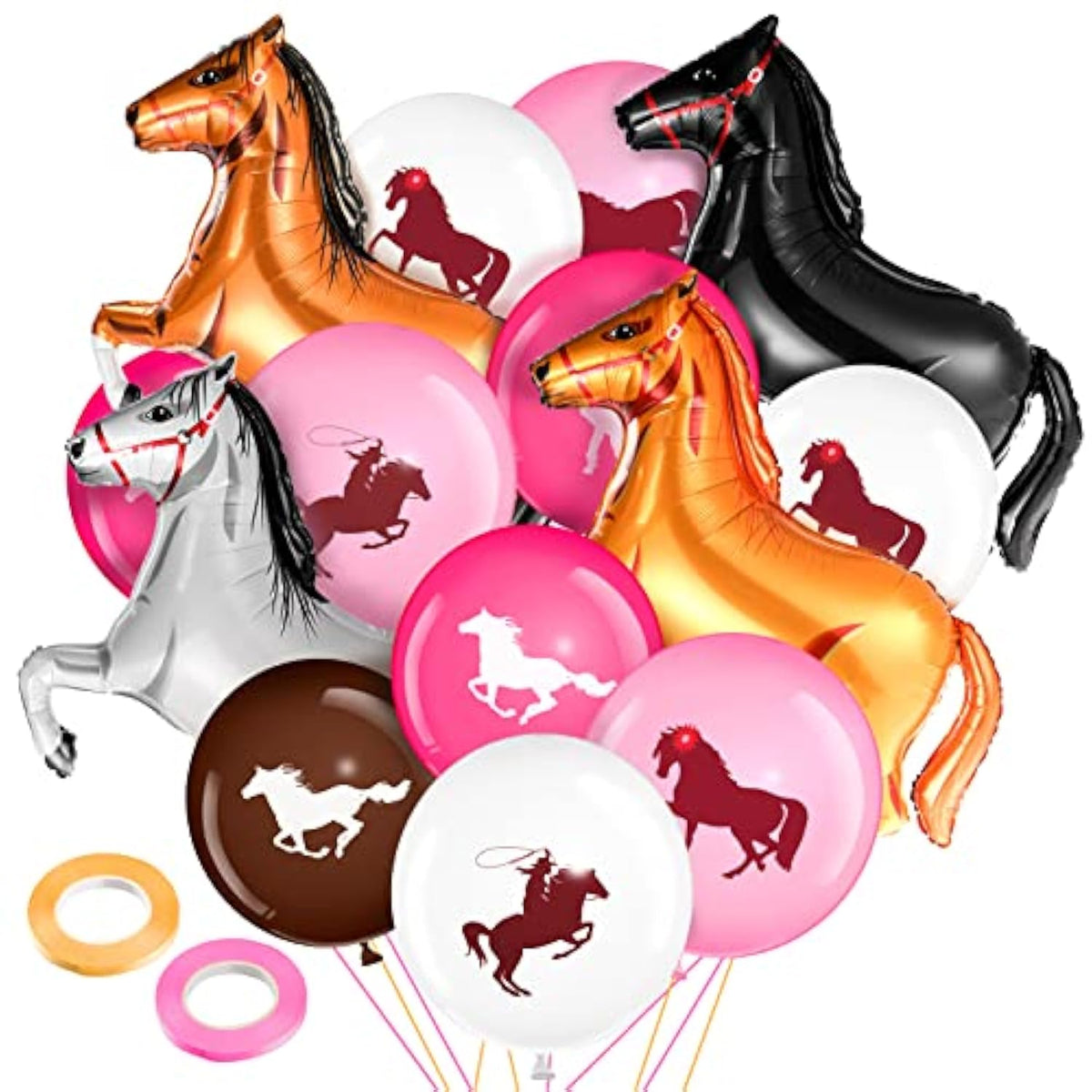 46 Pcs Western Party Horse Balloons Cowgirl Cowboy Decoration Kit Set Foil Latex Balloons Bulk For Horse Party Birthday Favors Baby Shower Decorations