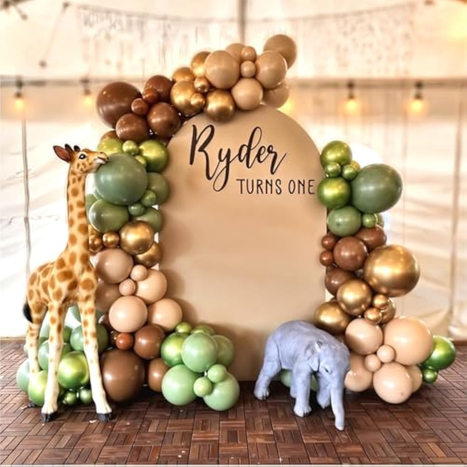 60pcs Sage Green & Brown Safari Balloon Kit for Woodland Baby Shower and Party Decor