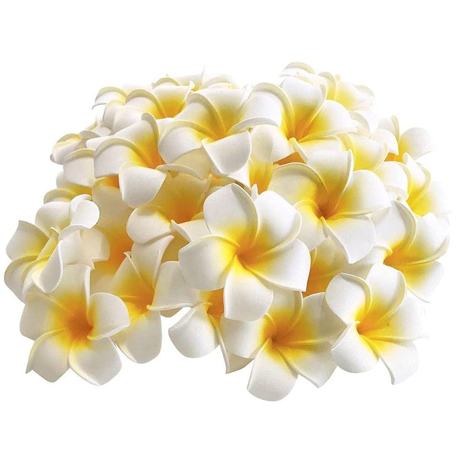 50Pcs 2.4Inch Artificial White Foam Plumeria Rubra Hawaii Frangipani Beach Flower Petals For Hair Hat Wreath Diy Home Wedding Party Decoration