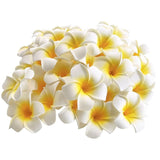 50Pcs 2.4Inch Artificial White Foam Plumeria Rubra Hawaii Frangipani Beach Flower Petals For Hair Hat Wreath Diy Home Wedding Party Decoration