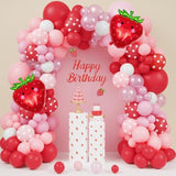 171pcs Strawberry Balloon Arch Kit - Red Pink Decor for Baby Shower & Birthday