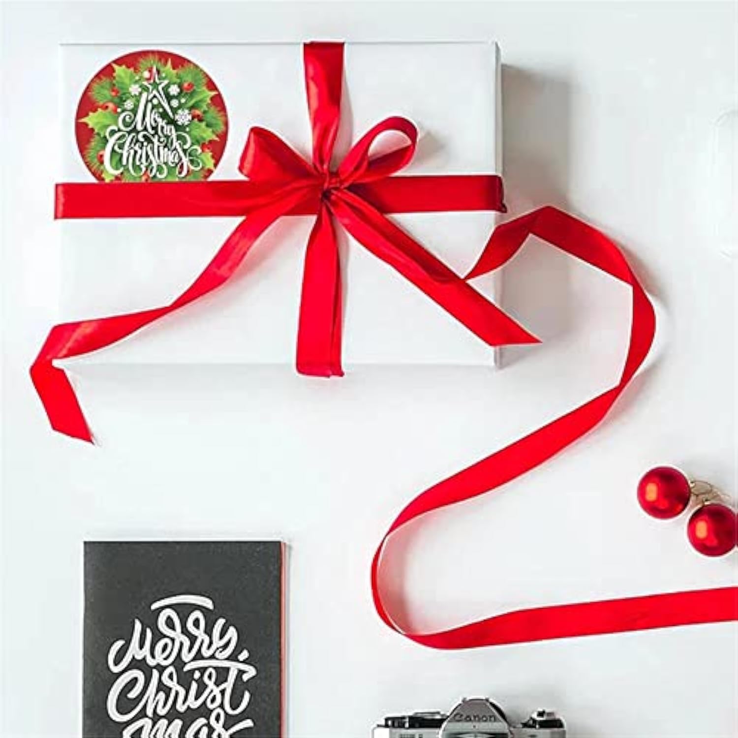 1000 Merry Christmas Stickers - 8 Designs, 1.5 Inch Round, Adhesive Xmas Decorative Holiday Envelope Seals For Cards & Gift Boxes