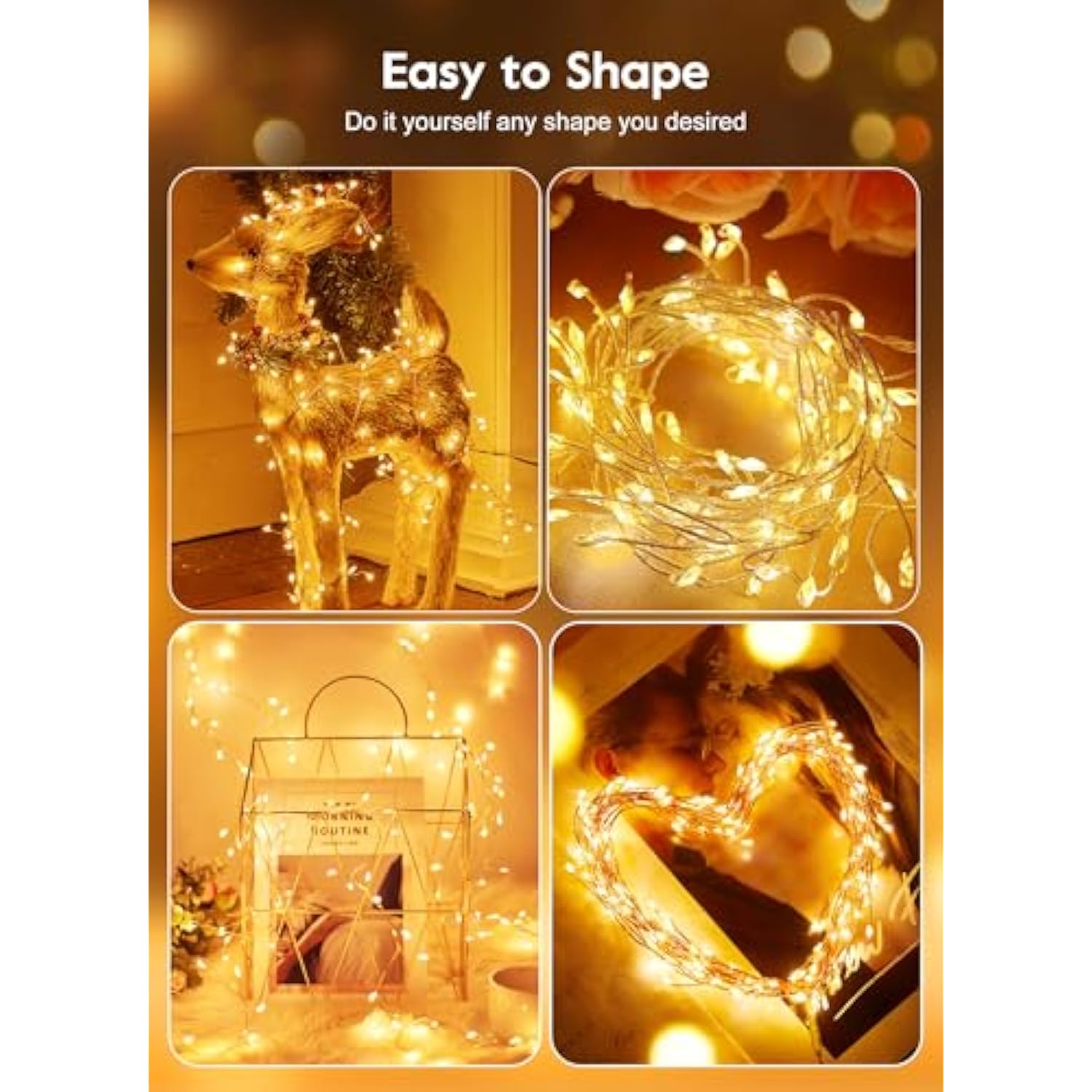LED Firecracker String Lights 10Ft 120 LEDs USB Twinkle Lights with Remote