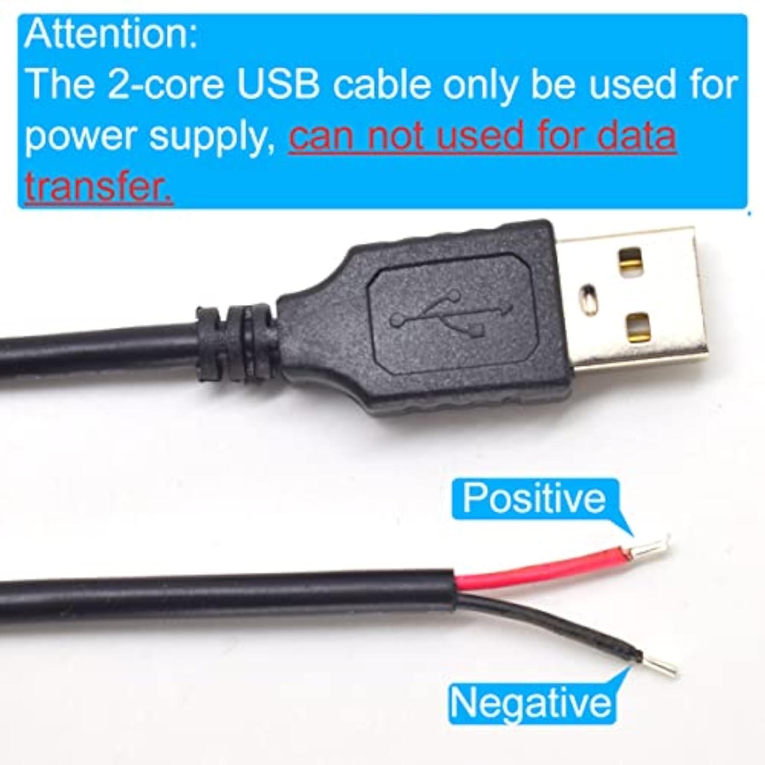 1 Pack 2Pcs 0.3M/1 Feet 20Awg Usb 2.0 Cable Usb Male 2Pin Wire Diy Pigtail Cab