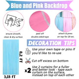 4 Pack 3.2Ft X 8.2Ft Pink Blue Fringe Curtain Backdrop, Metallic Tinsel Foil Fringe Streamers Curtains Background For Photo Booth Wedding Gender Reveal Backdrop Boy Or Girl Birthday Party Decoration