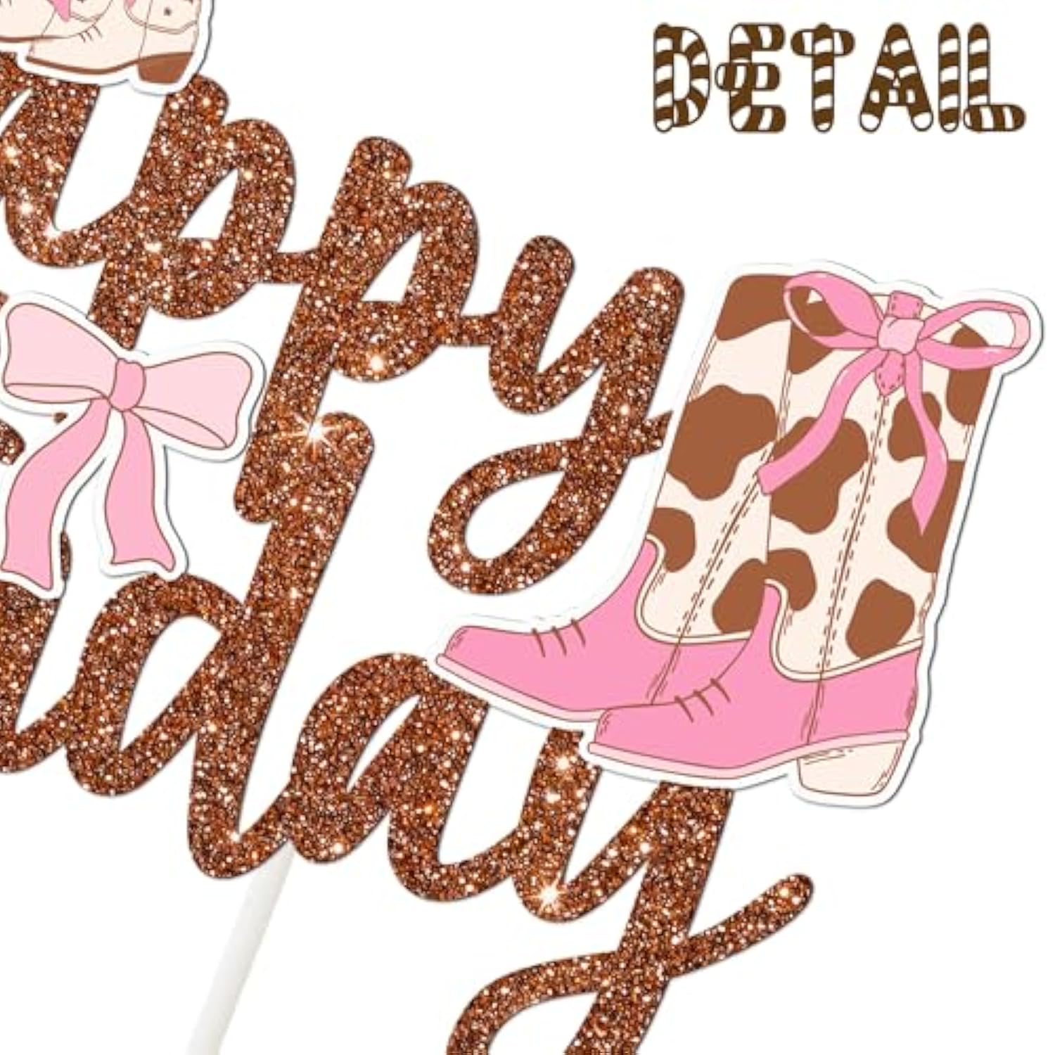 Coquette Cowgirls Birthday Cake Topper Boots And Bows Cake Decorations Glitter Brown Western Cowgirl Birthday Party Decorations Boots Bow Cake Picks For Wild West Baby Shower Supplies