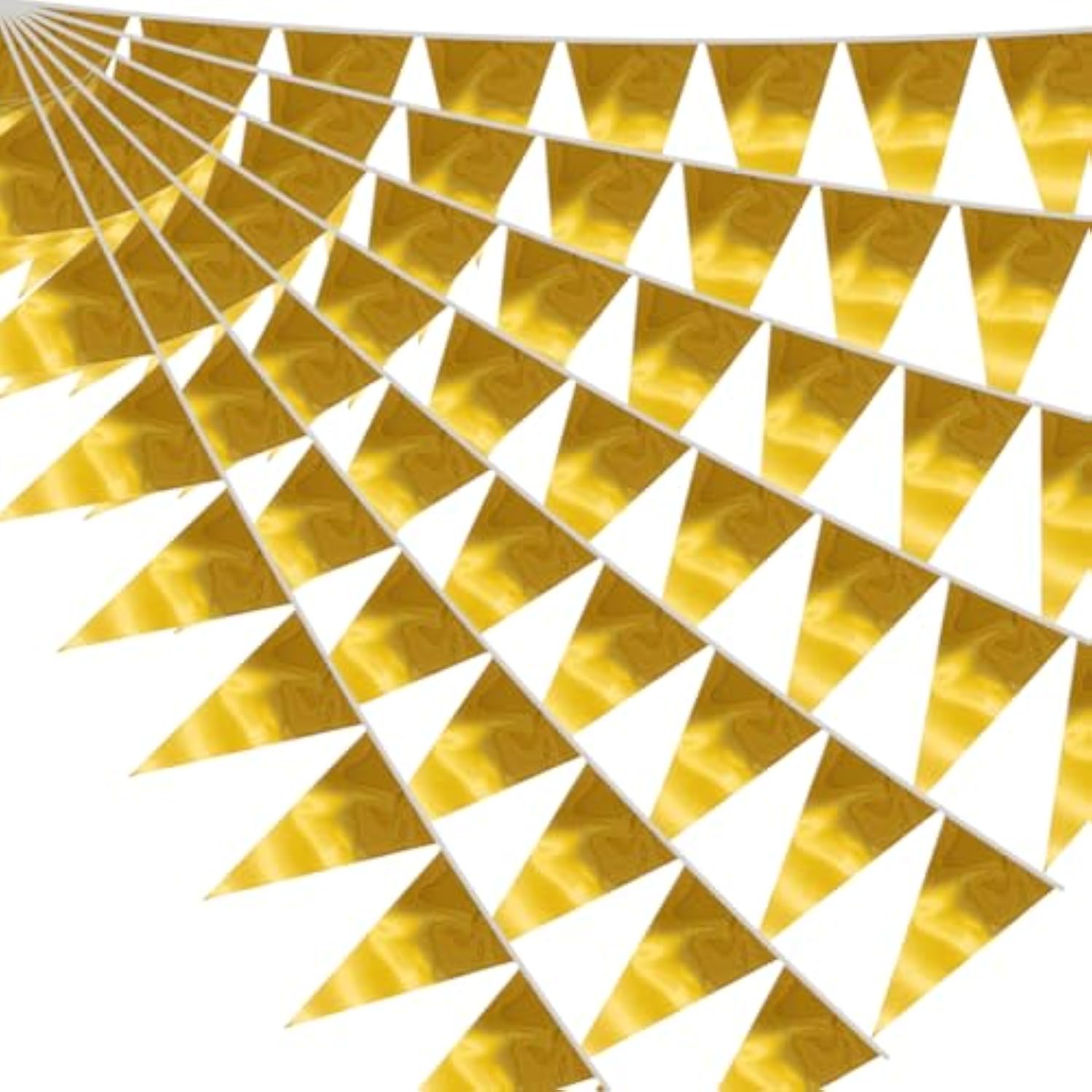 40M/130Ft Gold Triangle Pennant Banner Flag Metallic Fabric Bunting Garland For Christmas Graduation Wedding Engagement Anniversary Bachelorette Birthday Bridal Shower Valentines Hen Party Supplies