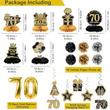 70Th Birthday Decorations For Men Women,24Pcs 1955 Banner Decorations,Including Banner,6Honeycomb Topper,70 Balloons,Anniversary Card,Cheers To 70 Years Banner,7 Hanging Swirl,6 Paper Poms,Sash