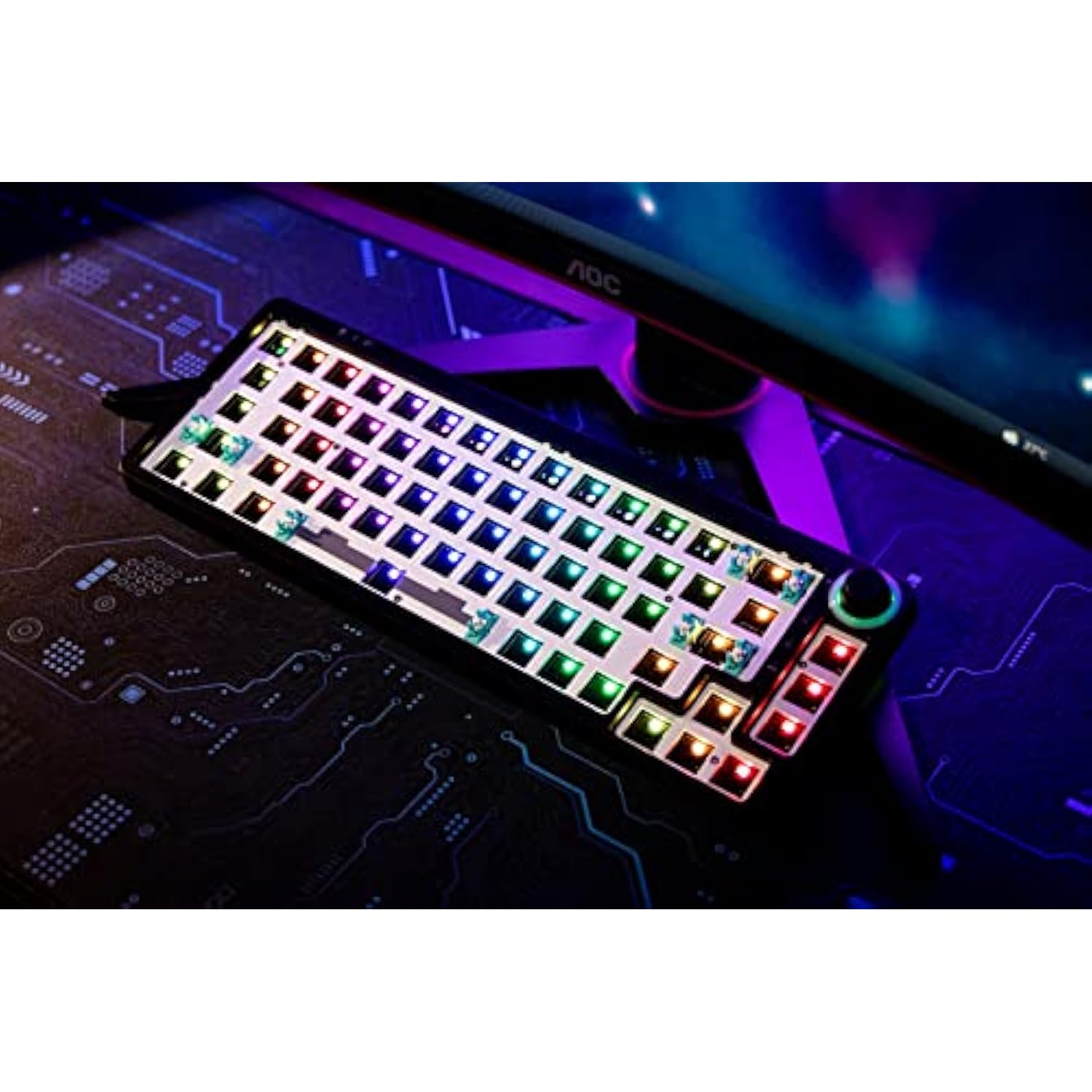 Lk67 65% Rgb Modular Diy Mechanical Keyboard, 67 Keys Hot Swappable 3Pin/5Pin