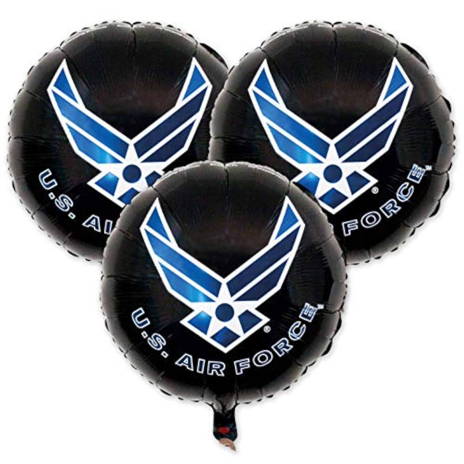 Havercamp’s U.S. Air Force logo, 3-18” Round Mylar Balloons. Officially Licensed with the U.S. Air Force!