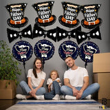 Happy Fathers Day Balloons Set - 12 Pieces | 4 Pieces Giant 31 Inch Bow Balloons | 4 Pieces 25 Inch Hat Balloon | 4 Piece 18 Inch Round Father's Day Balloon, Happy Fathers Day Decorations for Party