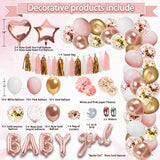 303PCS Pink Rose Gold Baby Shower Decor & Dinnerware Set for 25 Guests