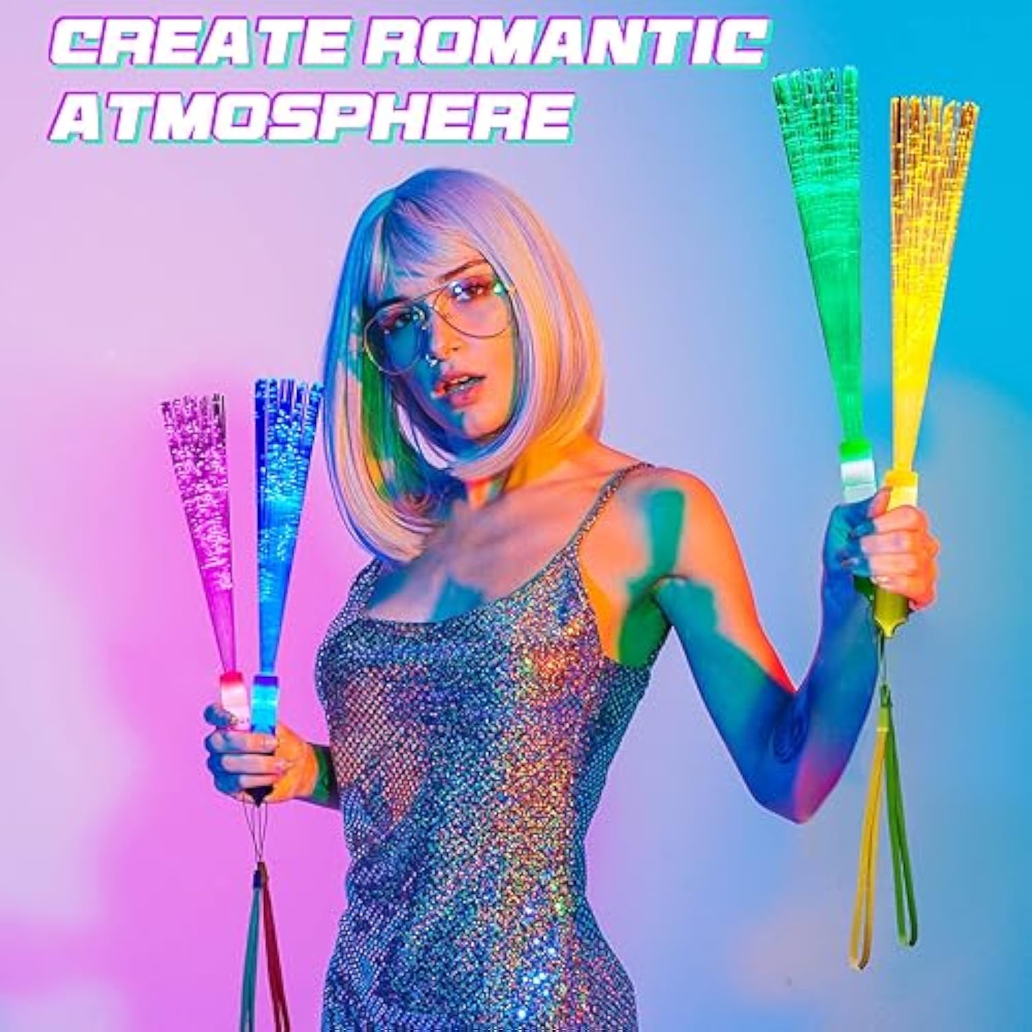 36-Pack LED Fiber Optic Wands 3 Modes Glow Sticks for Party Wedding Holiday
