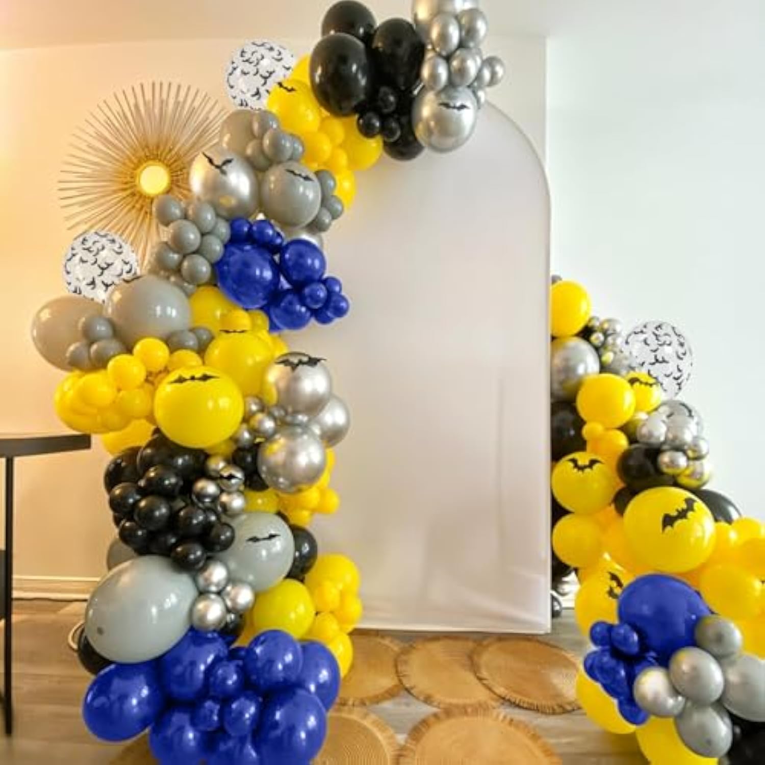 Black And Yellow Balloons, Bat Theme Balloons Birthday Decorations, Navy Blue Yellow Black Silver Balloon City?Style Balloon Party Decorations For Men Kids Boys Birthday Party Supplies Decor