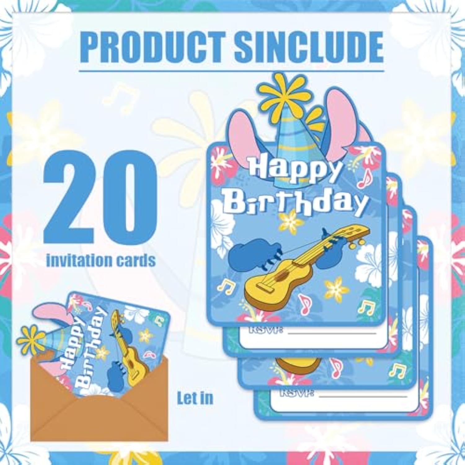 20Pcs Cartoon Invitation Card Party Decorations For Invitation Card Baby Shower Birthday Party Decorations