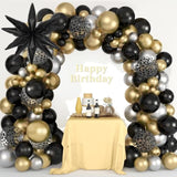 144PCS Black Gold Balloon Garland Arch Kit for Graduation Birthday Party Decor