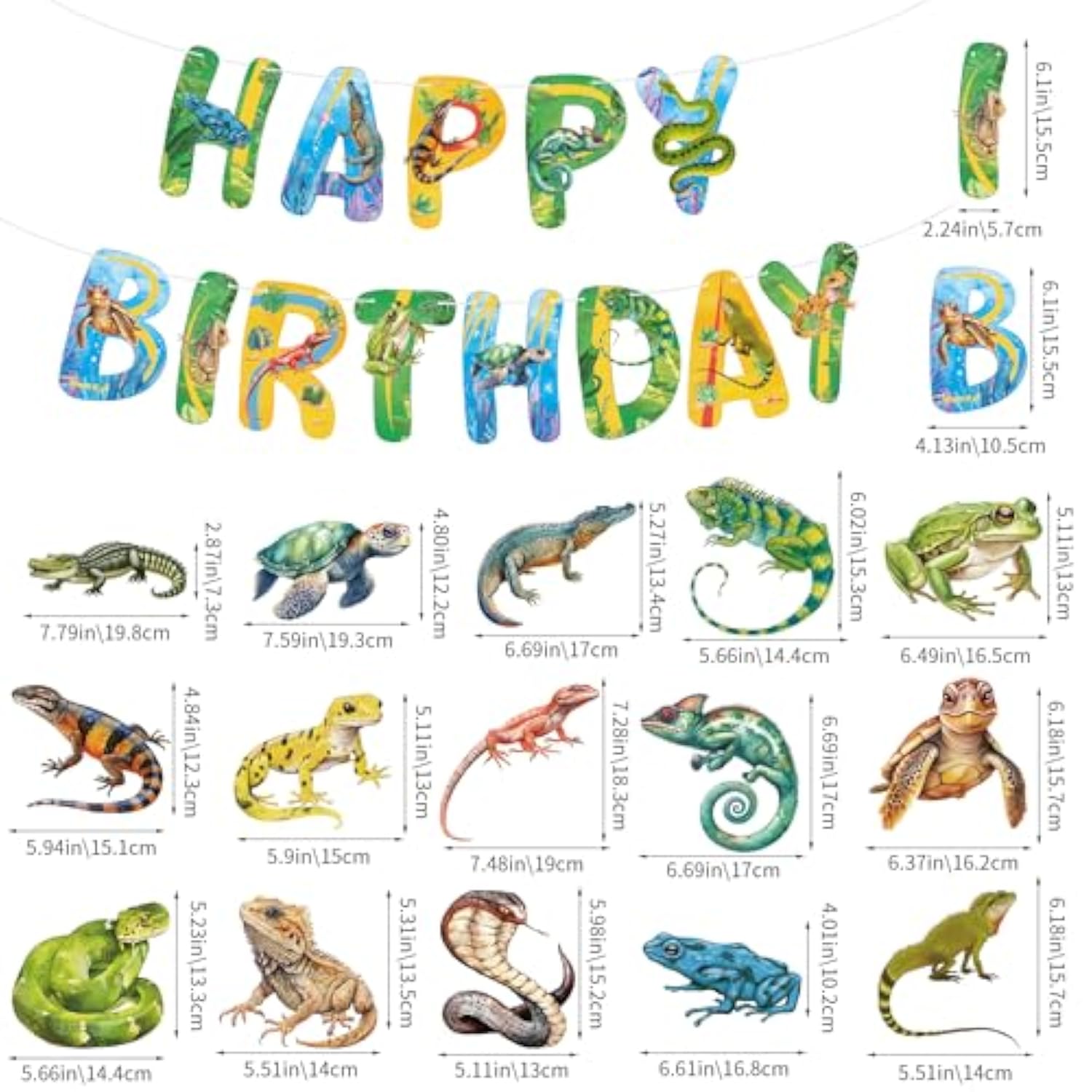 Reptile Birthday Party Decorations Reptile Swamp Happy Birthday Banner And 15 Pcs Hanging Swirls Safari Animals Lizard Snake Alligator Turtle Party Favors Supplies