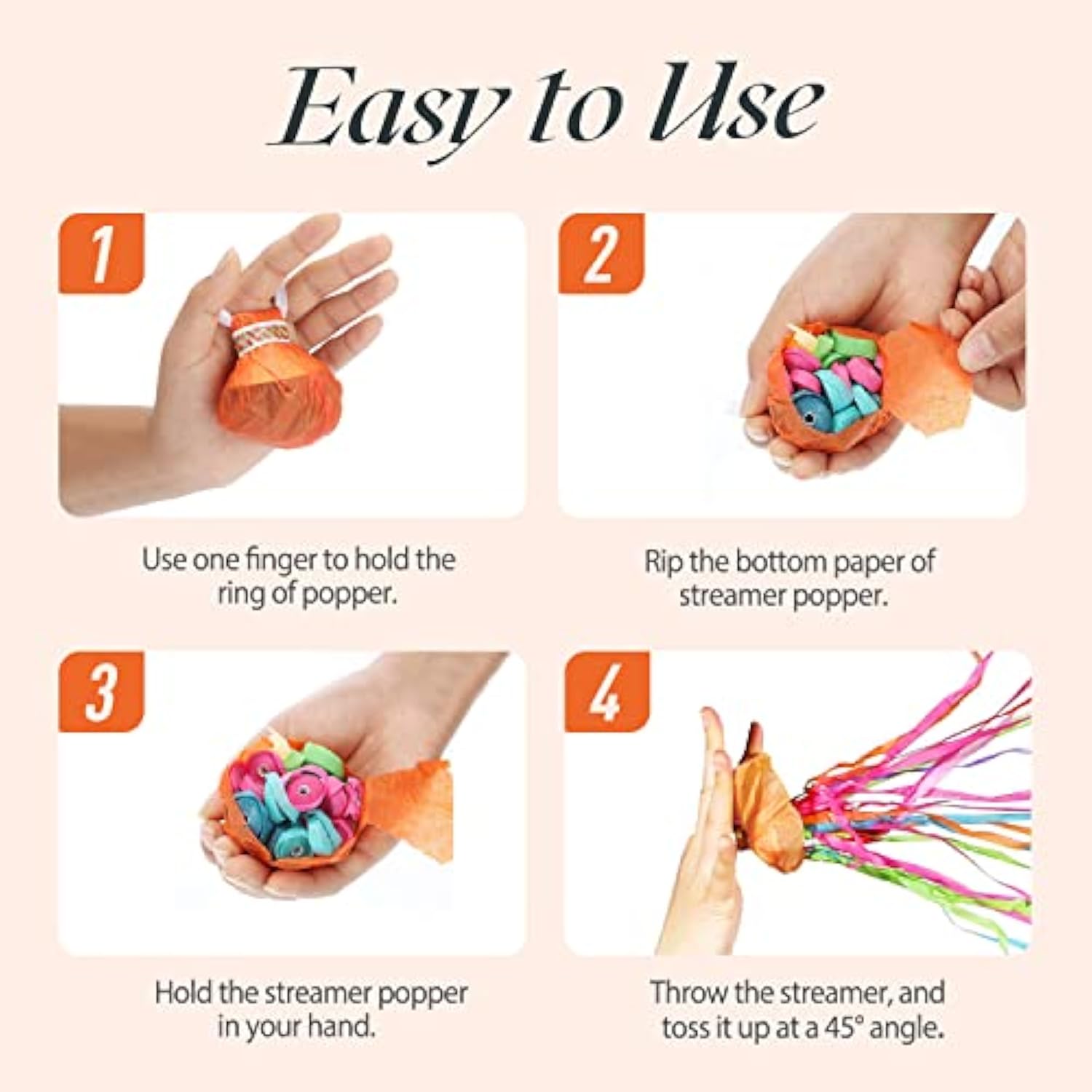 10pcs Colorful Streamer Poppers — No-Mess Confetti for Parties & Celebrations