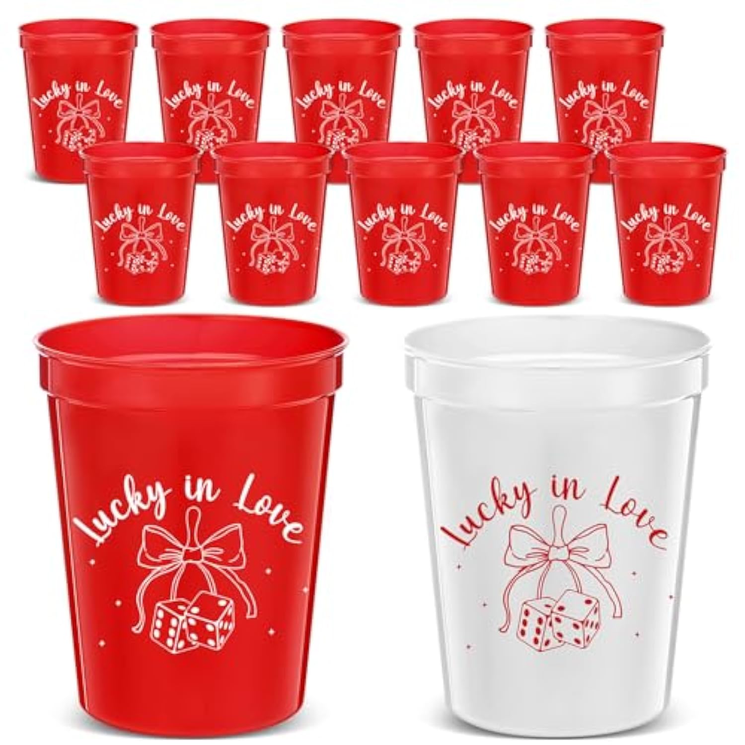 12 Pcs 16 Oz Lucky In Love Party Plastic Cups Las Vegas Team Bride Bachelorette Cups Reusable Casino Bridal Shower Party Favors Decorations