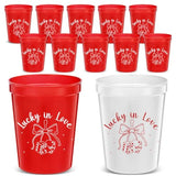 12 Pcs 16 Oz Lucky In Love Party Plastic Cups Las Vegas Team Bride Bachelorette Cups Reusable Casino Bridal Shower Party Favors Decorations