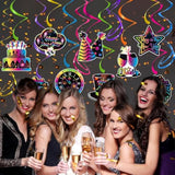 2026 Happy New Year Neon Banner Hanging Swirls Glow Party Decorations