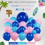 Pastel Blue And Pink Balloon Garland Arch Kit 132Pcs Royal Blue And Baby Pink Balloons For Summer Hawaii Gender Reveal Baby Shower Hawaii Cartoon Birthday Party Decorations