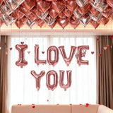 16 Inch Rose Gold I Love You Letter Balloons Foil Mylar Love Balloons For Wedding Anniversary Engagement Valentine Day Romantic Decorations Special Night Party Supplies