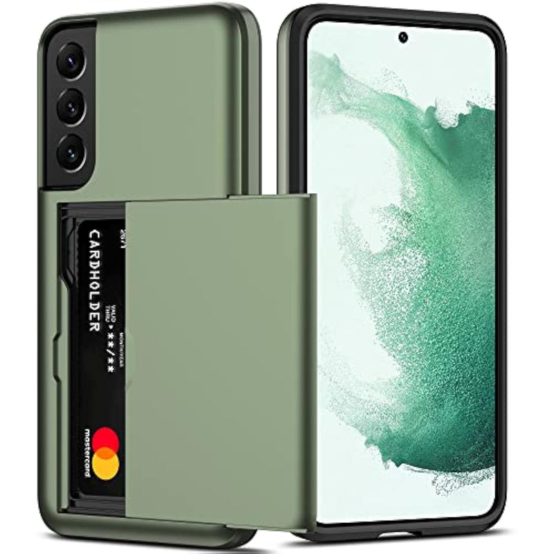 For Samsung Galaxy S22 Plus Case With Card Holder 5G 6.6 Inch Slim Dual Layer Heavy Duty Protective Wallet Case Hidden Card Slot (Green)