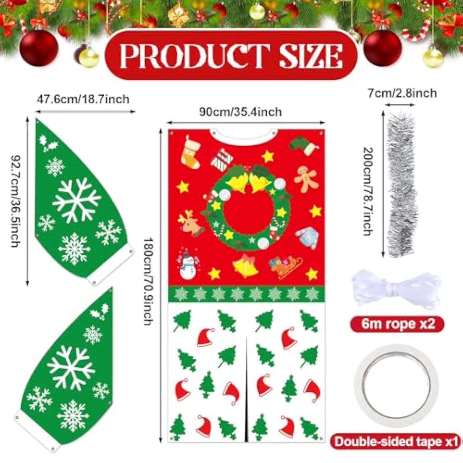 Large Christmas Ugly Sweater Door Banner in Red Green for Holiday Party Decor