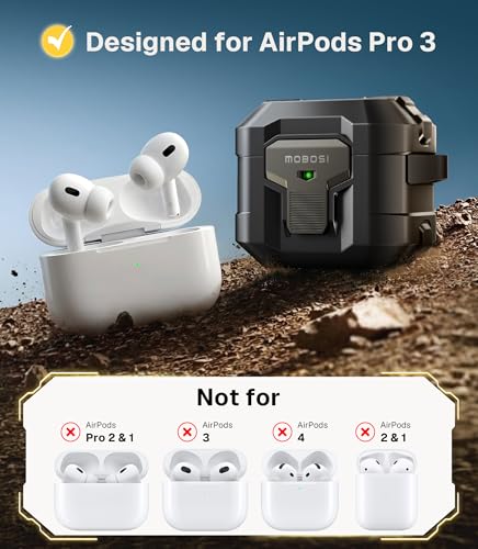 for AirPods Pro 3 Case 2025 with Drop-Proof Lock, Cleaning Kit & Keychain, Compatible with MagSafe, Military-Grade Protection Hard Cover for iPods