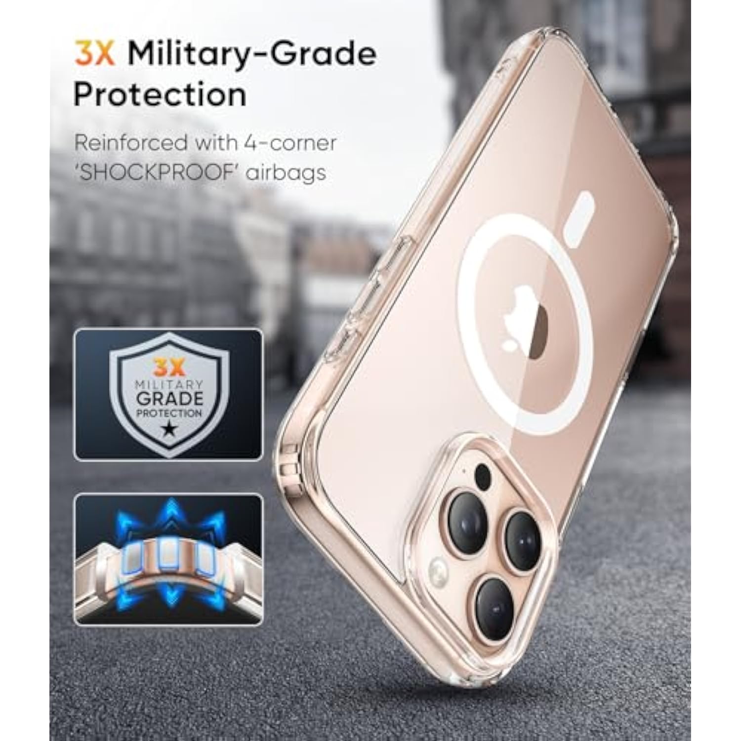 For Iphone 16 Pro Max Case With Magsafe [Ultra Strong Magnetic] [12Ft Military Drop Protection] [Shockproof Bumper] Slim Thin Mag Safe Promax Phone Cover For Apple 16Pro Max (Clear/Magnet)