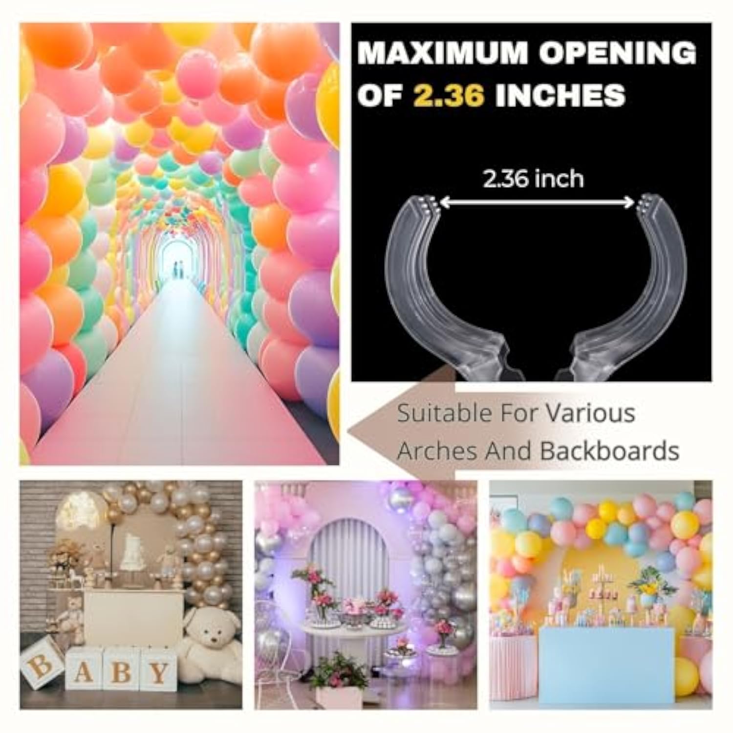 10 Pack Large Balloon Arch Clips Plastic Transparent Backdrop Spring Clamps 3.5 Inch Heavy Duty Clip For Balloon Arch Kit Birthday Decoration Crafts Woodworking Photography Studios