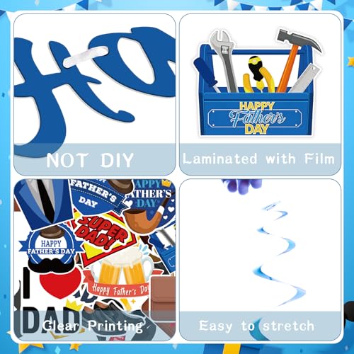 Fathers Day Hanging Swirls Banner Pom Poms Decor 27pcs
