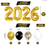 42pcs 40in Happy New Year 2026 Balloons Party Decorations