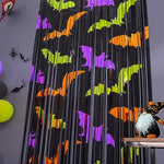Mega-L Halloween Party Decorations 2 Pack Green Orange Purple Bat Pattern Photo Booth Props, 3.3 X 6.6 Ft Metallic Foil Fringe Curtains, Halloween Photo Backdrop Streamers Halloween Party Supplies