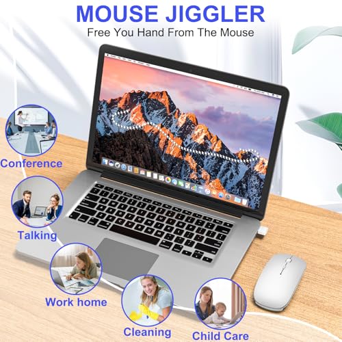 Bluetooth Wireless Mouse For Macbook Air Mac Pro Ipad Laptop Computer Pad Optical Rechargeable Slim Silent Dual Mode (2.4G Usb-C/Usb-A&Bluetooth 5.2/3.0) Mouse Jiggler For Computer Awakening - Silver