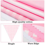 39Ft Pink White Party Decoration, 42Pcs Large Striped And Checkered Fabric Banner Garland, Triangle Banner Flags For Valentine'S Pink Party, Wedding, Bridal Baby Shower, Home Nursery Decoration