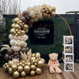 Brown Balloon Garland Arch Kit 153Pcs Nude Sand Beige White Chrome Gol