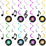 24 Pieces Musical Note Record Hanging Swirls Record And Music Wall Decor Sign With Hanging Swirls Ceiling Decorations For 50'S Theme Music Party Supplies Favors