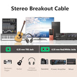 1/4 Trs To Dual 1/4 Ts Y Splitter Cable, 1/4" Female Stereo To Dual 6.35Mm Ts Male Adapter, 6.35Mm Female To 2 1/4 Inch Mono Breakout Cable - 1 Ft