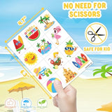 96 Pcs Hello Summer Beach Pool Hawaiian Pre-Cut Temporary Tattoos For Kids | Super Cute Themed Birthday Party Favors, Supplies, Decorations, Fake Tattoo Stickers (Multiple)