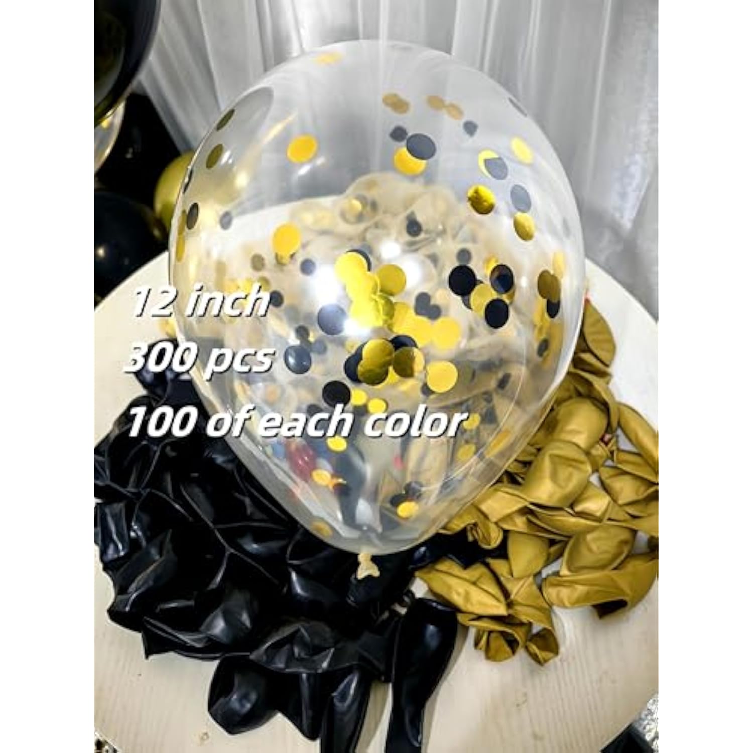 300 Pack Black And Gold Balloons 12 Inch Black Gold Confetti Balloon For Various Party Events Decorations