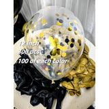300 Pack Black And Gold Balloons 12 Inch Black Gold Confetti Balloon For Various Party Events Decorations