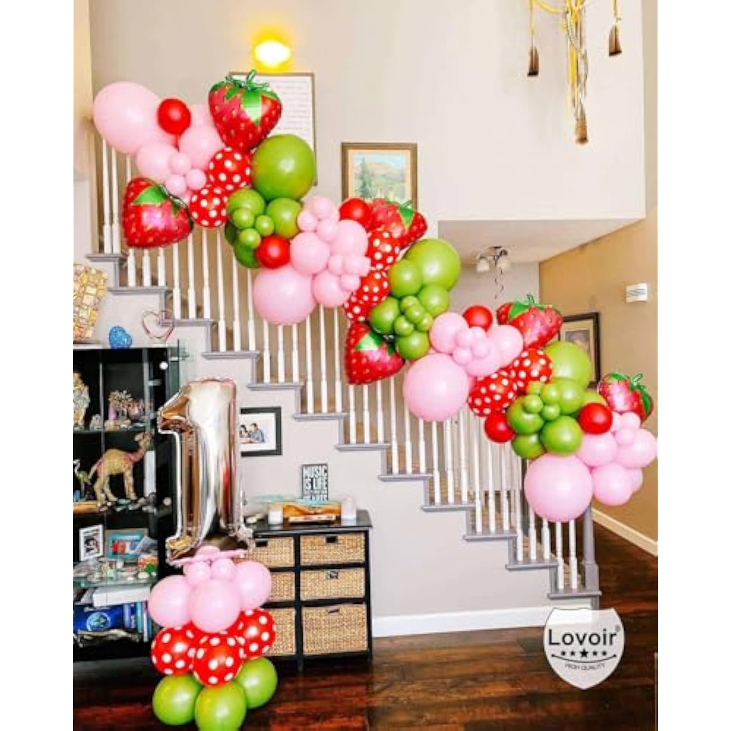 4 Giant Strawberry Balloons 24" Cute Foil Fruit-Themed Party Decorations