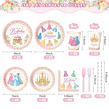 300 Pcs Princess Paper Plates Napkins, Birthday Party Supplies Include Forks Cups Straws, Summer Party Tableware Set For Kids, Serves 50 Guests