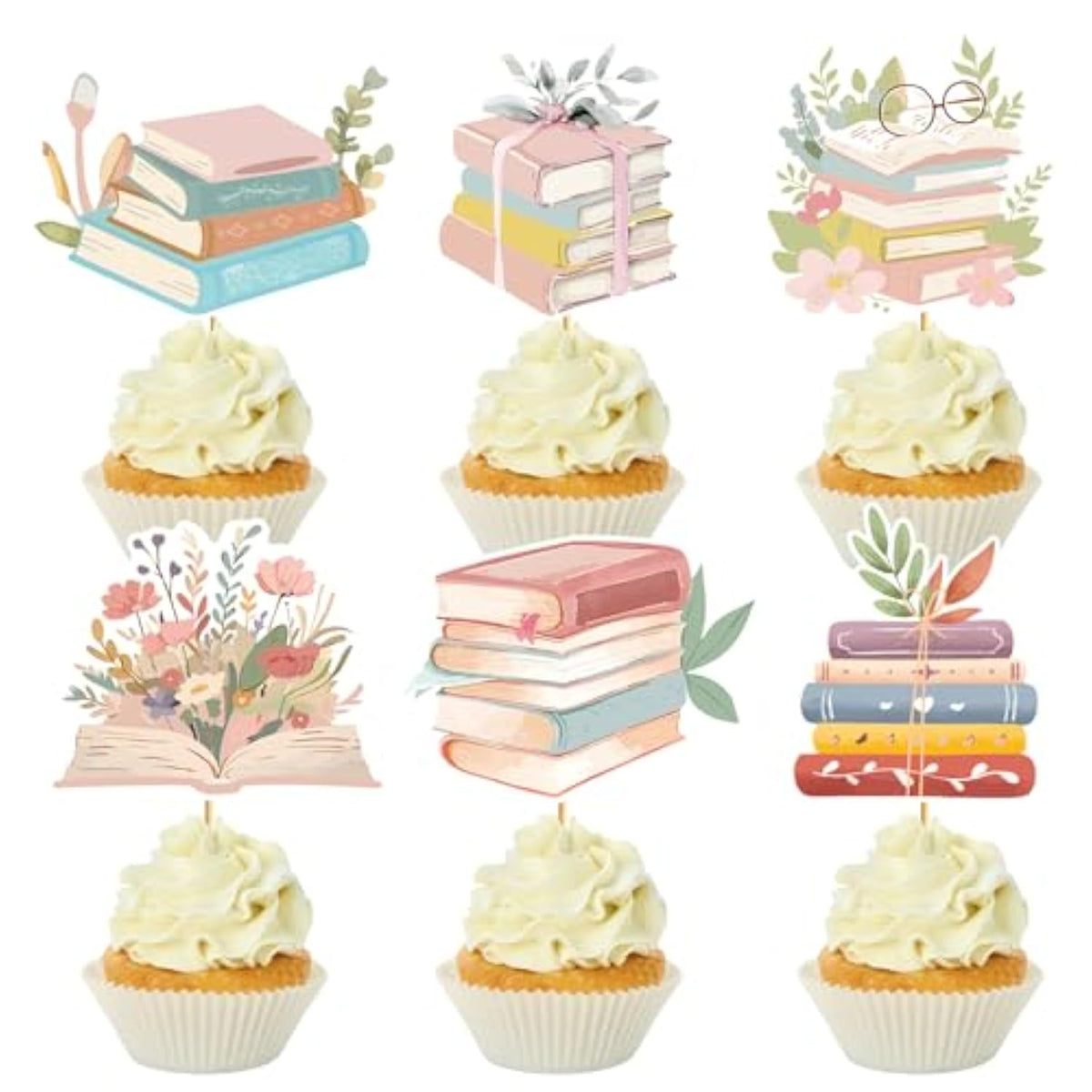 24 Pcs Storybook Cupcake Toppers Storybook Baby Shower Cake Decorations Storybook Baby Shower Decorations Cupcake Toppers For Reading Book Baby Birthday Party