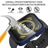 3-Pack For Amazfit Bip 5 Smartwatch Case, 9H Tempered Glass Screen Protector + Full Coverage Durable Pc Hard Protective Bumper Cover -Black+Blue+Green