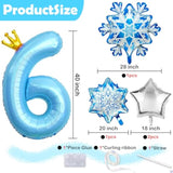 Frozen 6Th Birthday Party Decorations Balloon, 40" Elsa 6 Balloon With Crown Snowflake Foil Mylar Balloons For Princess Anna Elsa Frozen Theme Birthday Supplies, Birthday Decorations, Party Favors