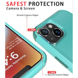 Heavy Duty Protection Phone Case Cover for Apple iPhone 14 Teal - Tempered Glass Screen and Camera Lens Protector